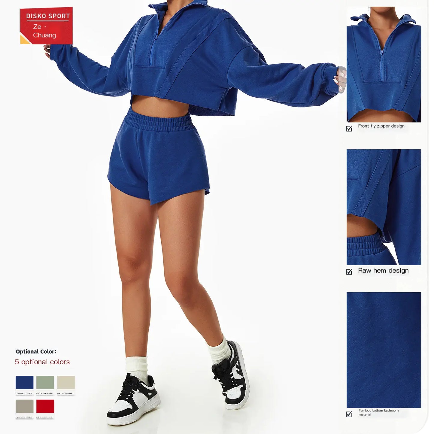 Stylish Long Sleeve Zip-Up Sports Hoodie for Gym