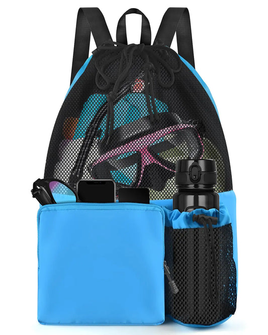 BROTOU Swim Bag Beach Backpack with Wet Pocket Mesh Drawstring Bags for Swimming Gym